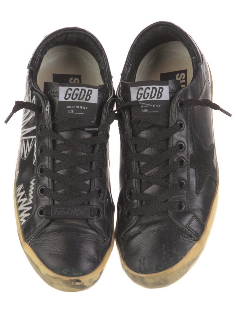 Golden Goose Black Leather Low-Top Sneakers with Cream Sole
